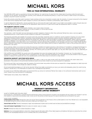 michael kors warranty contact